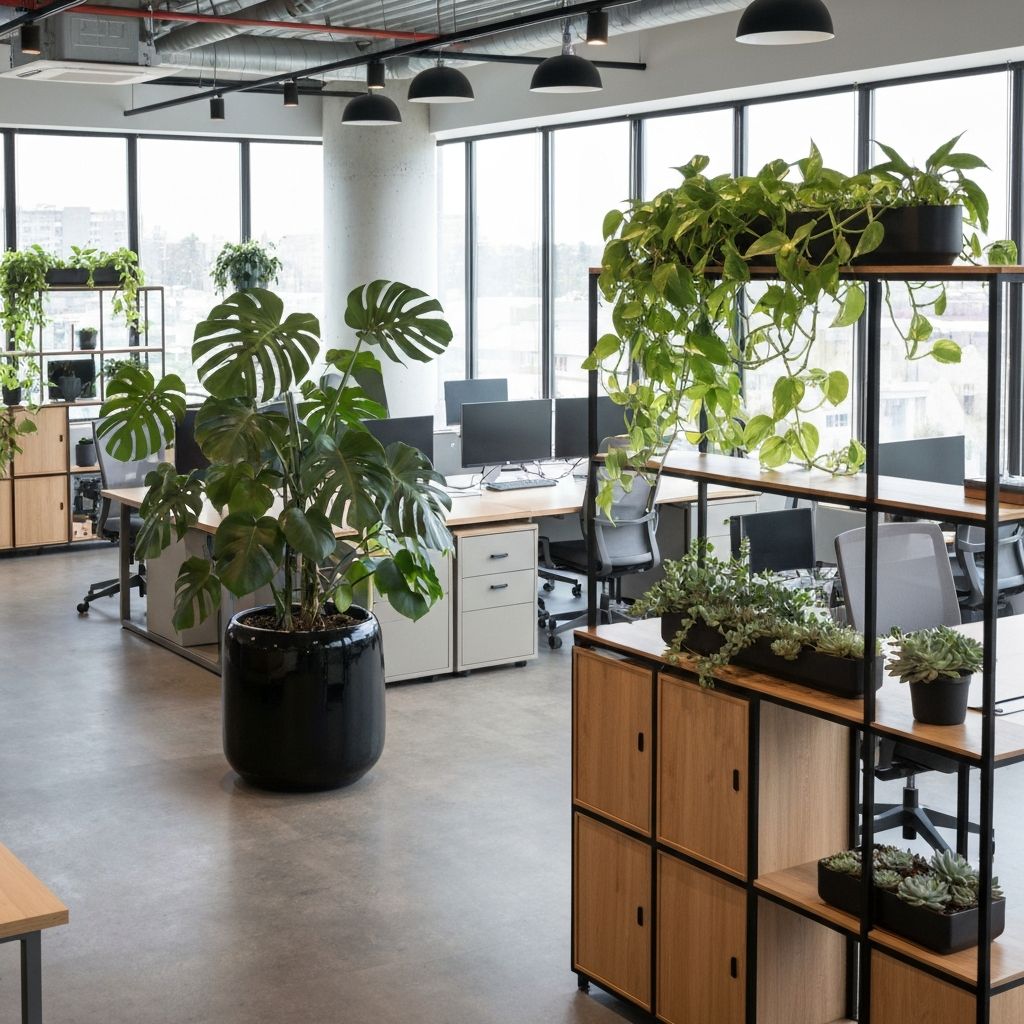 Beautiful plant design in a modern workspace